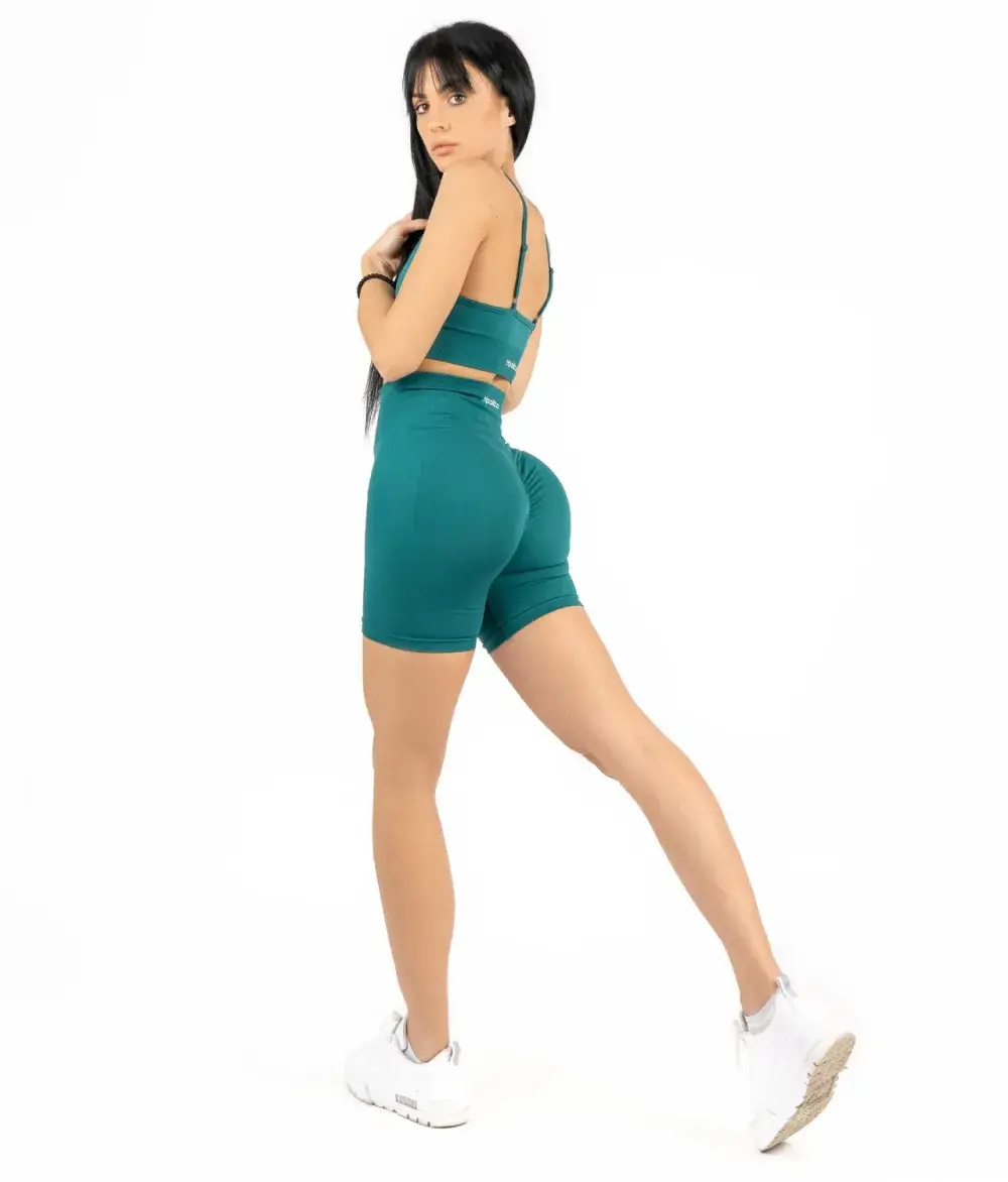 selena-green-sorc-i-top-bretela Selena green komplet šorc + top naramenice - Slika 1